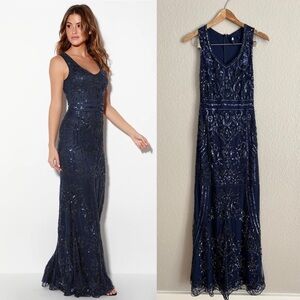 chinese dress ladies Halter Navy Blue Lace Appliques Prom Dresses With Sequins – FAIRYLAND main image 1